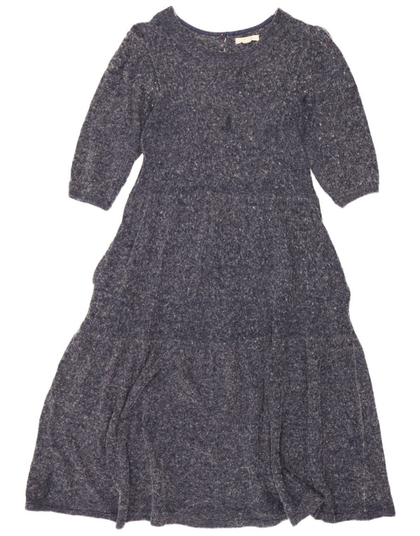 White Stuff Dame 3/4-ærmet Tiered Dress UK 10 Small Navy Blue Flecked