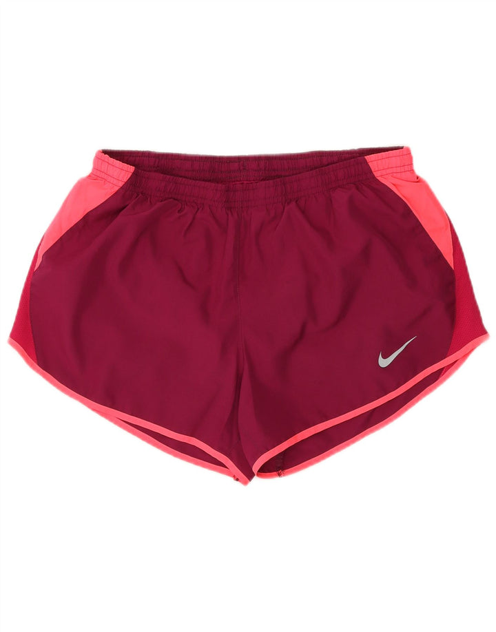 Nike sportsshorts til kvinder UK 12 Medium Rød Colourblock Polyester