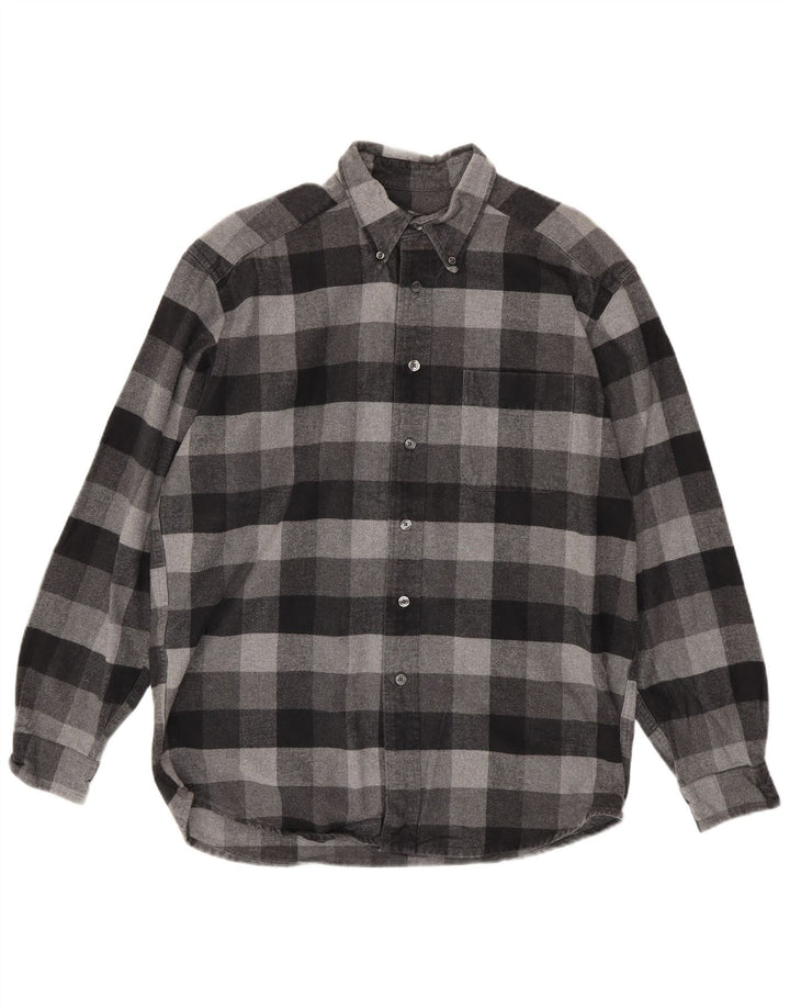 Eddie Bauer Herre Flannel skjorte Medium Grey Gingham Cotton