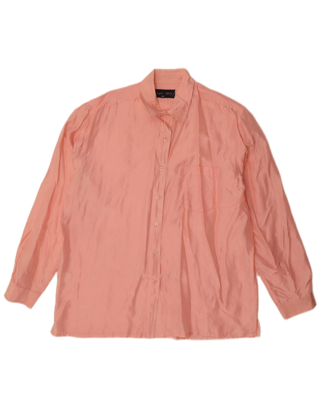 Vintage oversize skjorte til kvinder UK 14 Medium Pink Silk