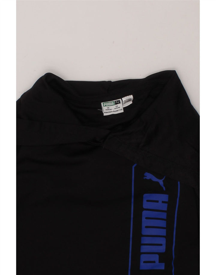 PUMA Boys Hooded Graphic Top Long Sleeve 5-6 Years XS Black Polyester Vintage Puma and Second-Hand Puma from Messina Hembry 