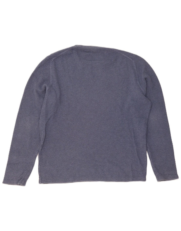 Massimo Dutti Mens Crew Neck Jumper Sweater Large Blue Cotton