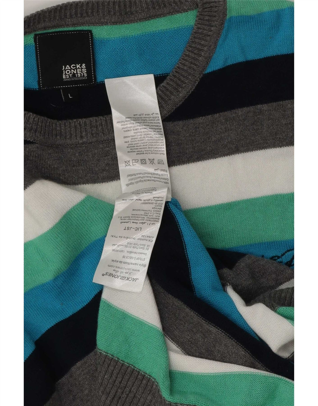Jack & Jones herre rund hals sweater stor flerfarvet stribet