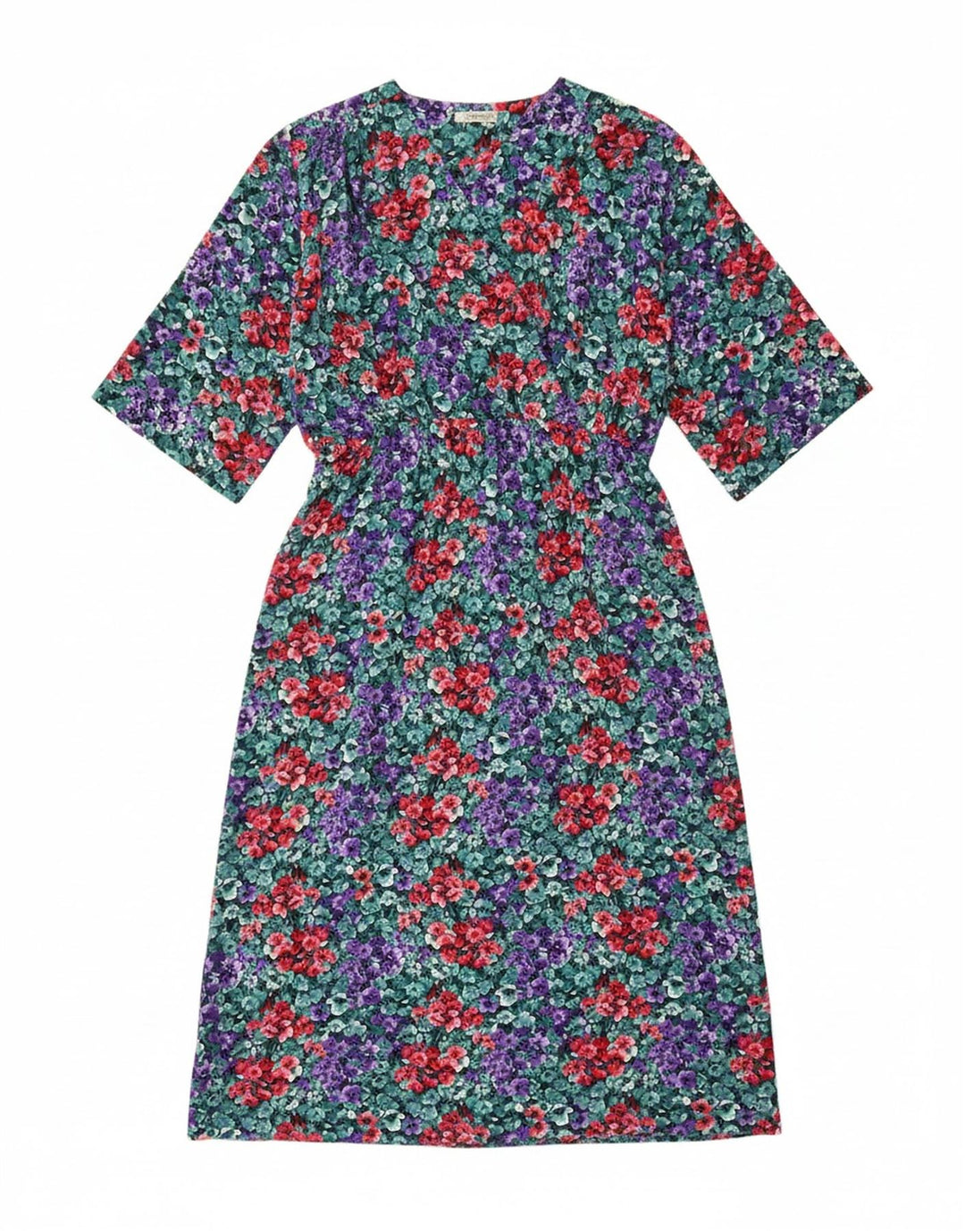 VINTAGE Womens A-Line Dress UK 16 Large Multicoloured Floral Polyester
