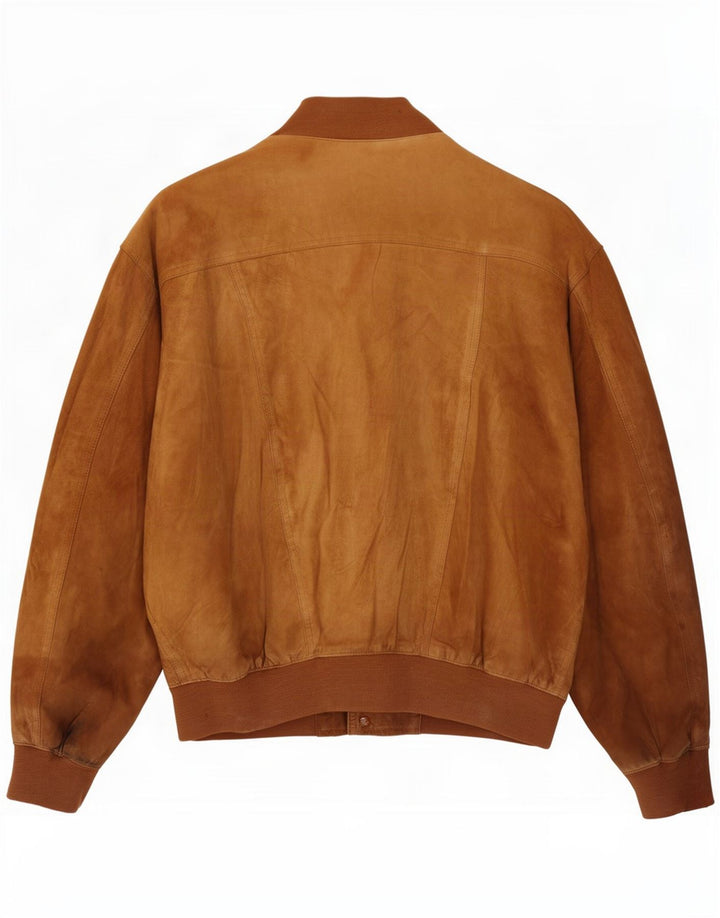 Vintage Bomberjakke til mænd IT 48 Medium Beige Læder