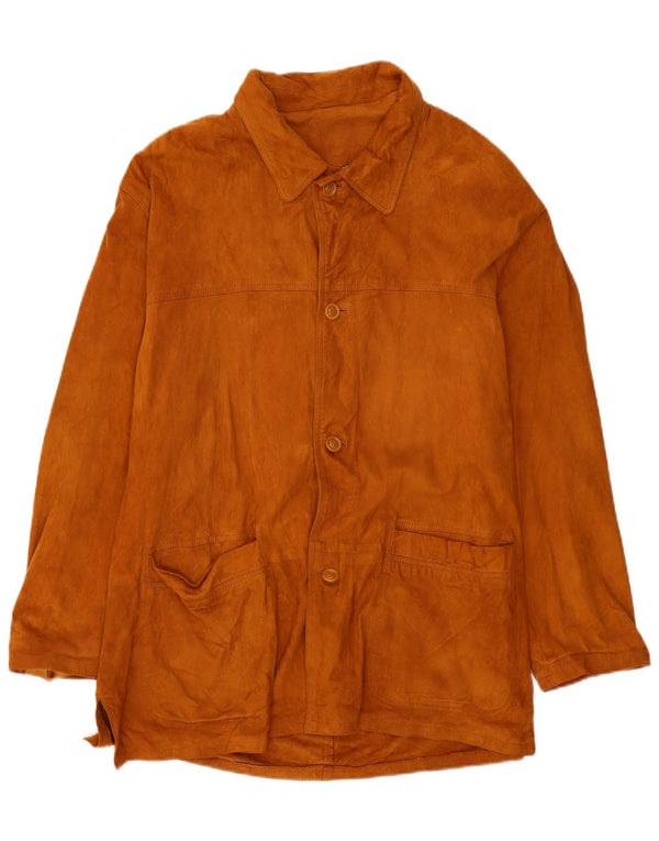 Vintage herre ruskindsjakke EU 56 3XL brunt læder