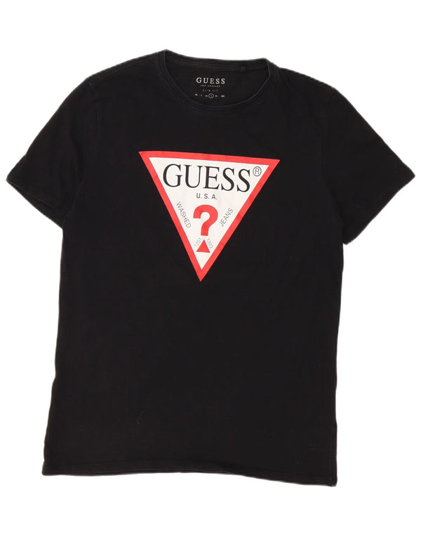 Guess Herre Slim Fit Grafisk T-Shirt Top Stor Sort Bomuld