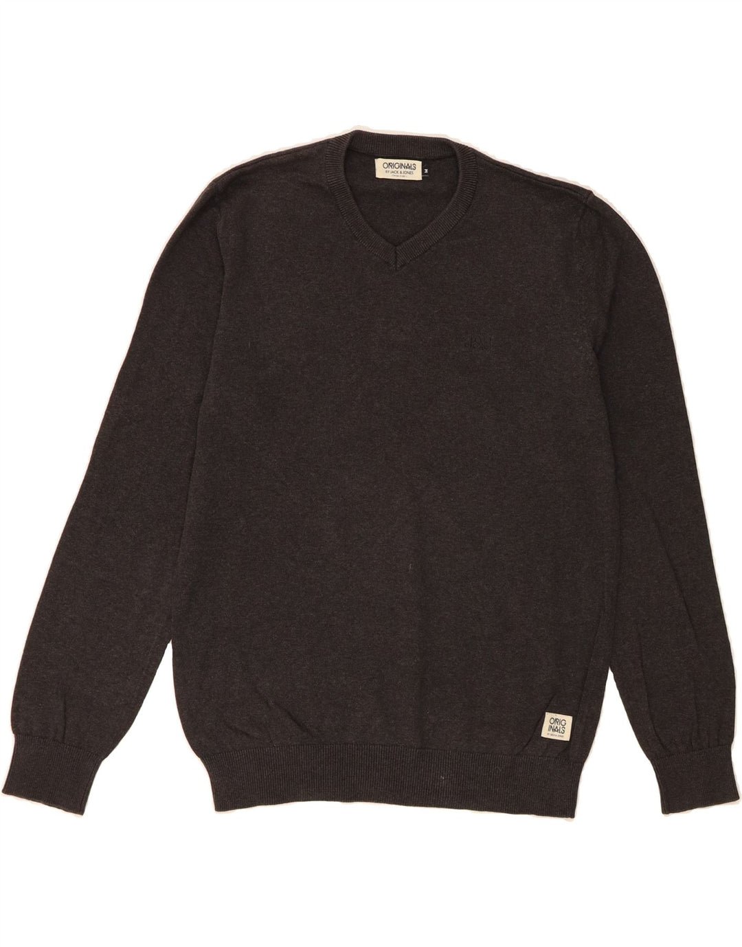 JACK & JONES Mens V-Neck Jumper Sweater Medium Black Cotton Vintage Jack & Jones and Second-Hand Jack & Jones from Messina Hembry 