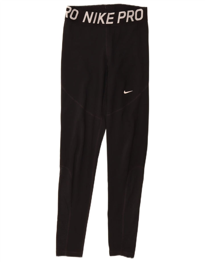 NIKE Dri Fit grafiske leggings til kvinder UK 12 Medium Black Polyester
