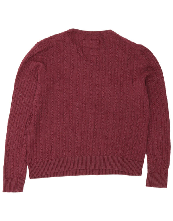 Superdry Womens Regular Fit Boat Neck Jumper Sweater UK 18 XL Burgundy Wool
