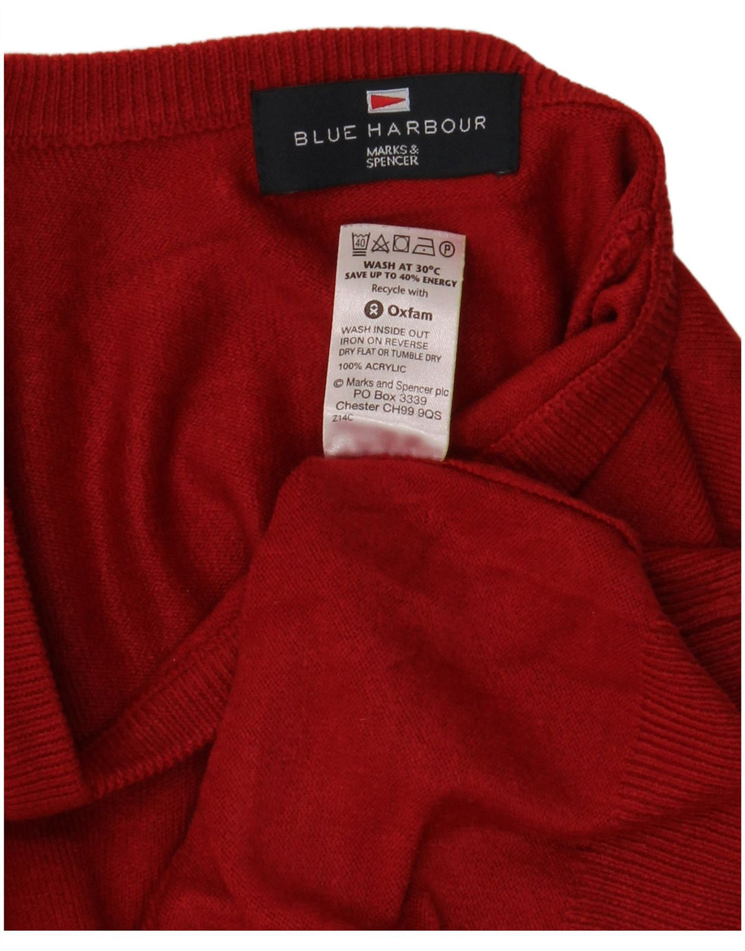 Marks & Spencer Herre Blue Harbor V-hals sweater Medium Rød Akryl