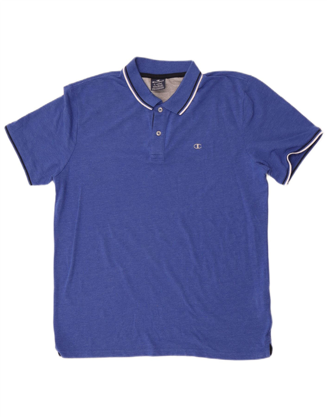 Champion herre poloshirt XL blå stribet bomuld
