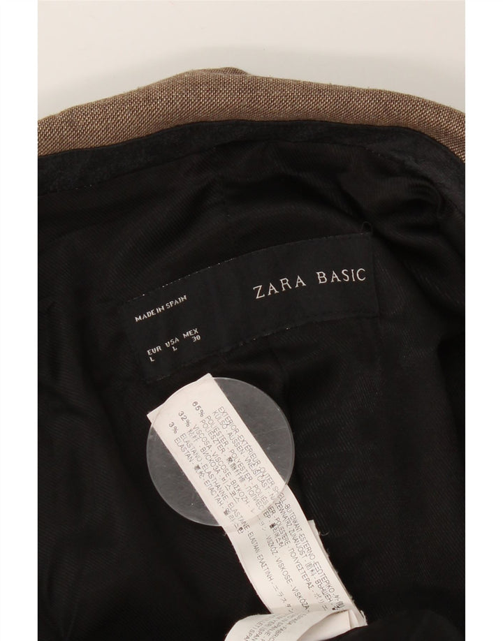 Zara Dame 1 Knap Blazer Jacket UK 14 Stor Brun Polyester