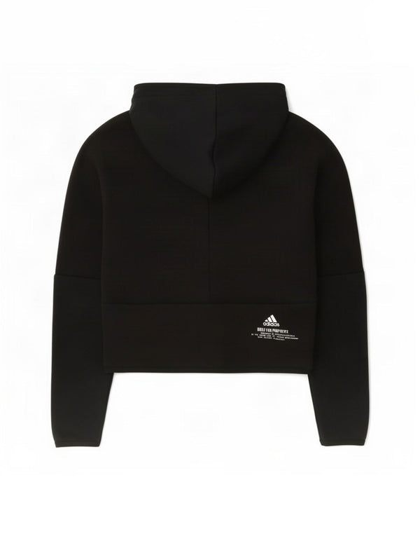 Adidas hættetrøje med lynlås til drenge 11-12 år Sort bomuld