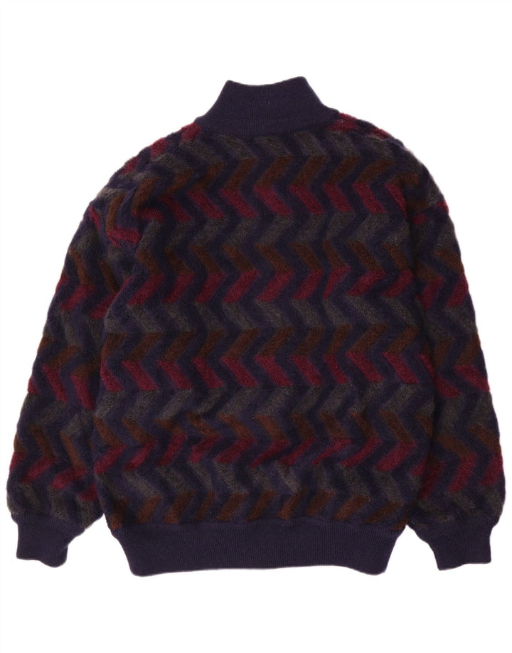 Missoni Herre Vendbar Cardigan Sweater IT 48 Medium Navy Blue Chevron