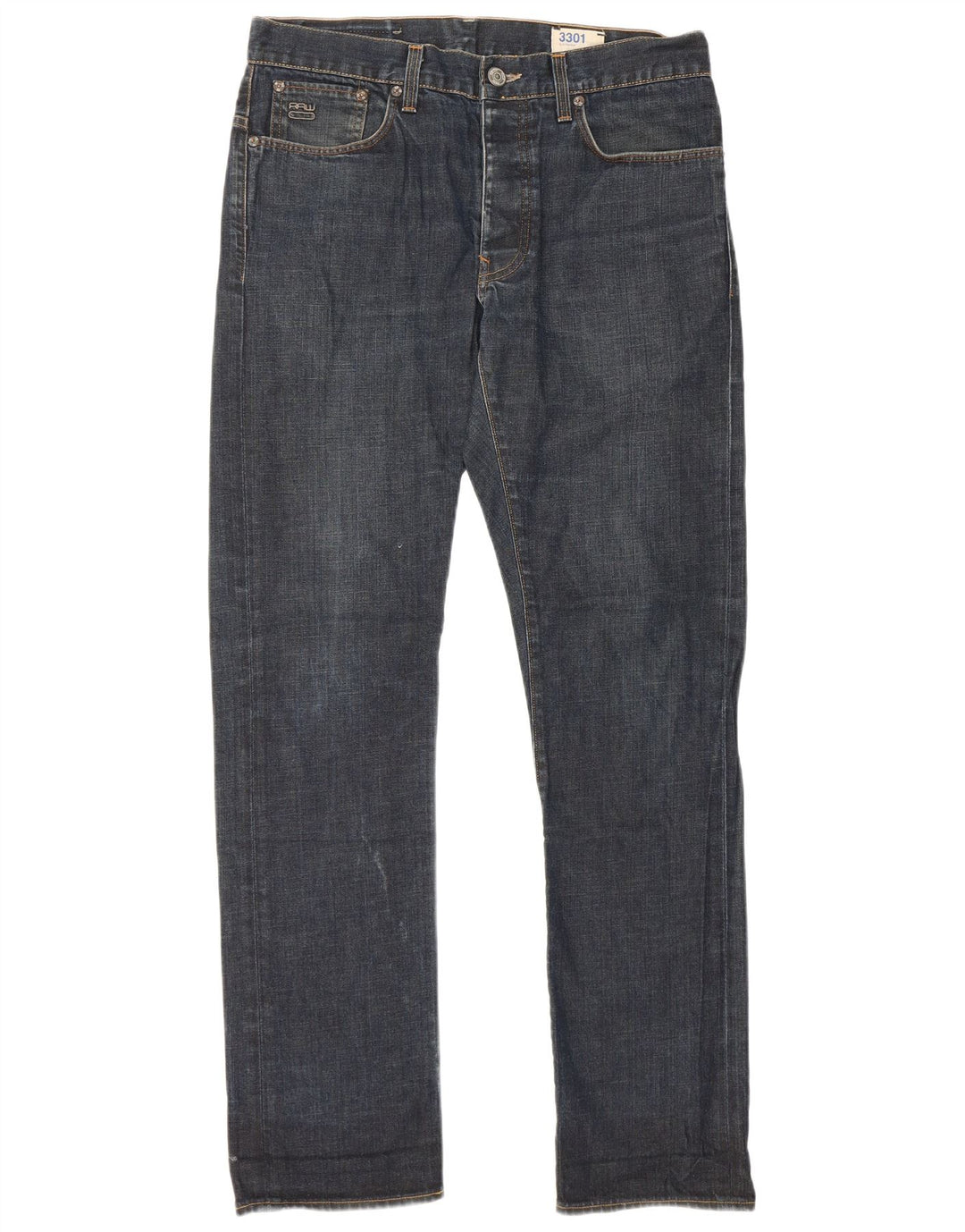 G-Star Herre 3301 Straight Jeans W34 L34 Blå Bomuld