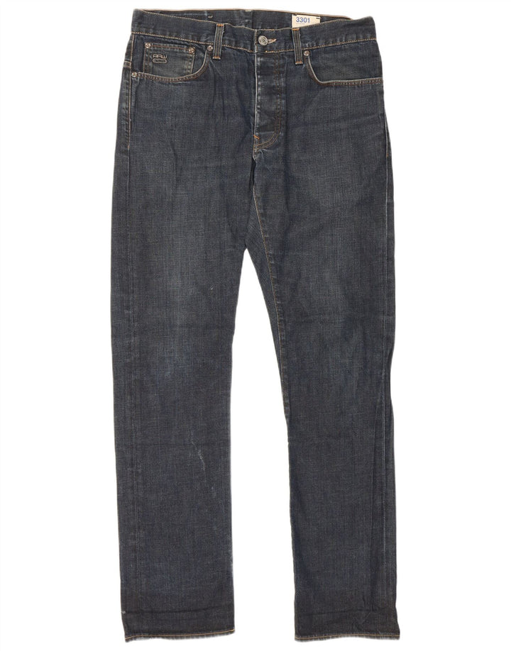 G-Star Herre 3301 Straight Jeans W34 L34 Blå Bomuld