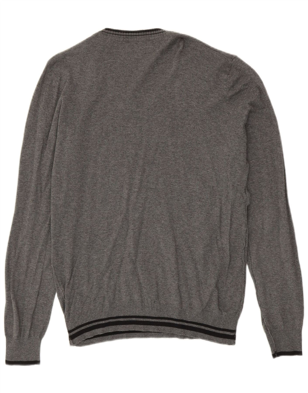 Zara Herre V-hals sweater Stor grå stribet bomuld