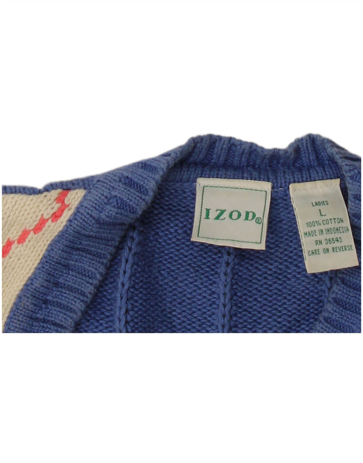 Izod Dame Vest Tank Top UK 16 Large Blue Argyle/Diamond Cotton