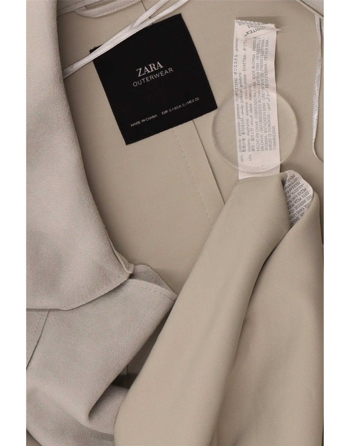 Zara Trench Coat til kvinder UK 10 Small Grå Polyester