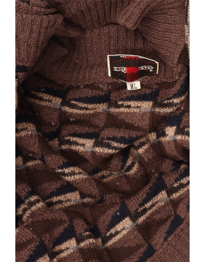 Mazzonetto Herre Cardigan Sweater XL Brun Geometrisk