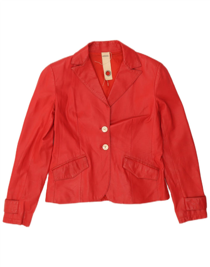 Compagnia Dame 2 Knaps Læder Blazer Jakke IT 44 Medium Rødt Læder