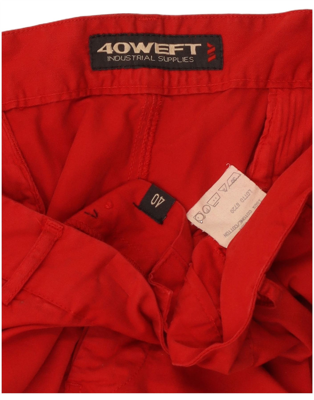 40Weft Herre Cargo Shorts W40 XL Rød Bomuld