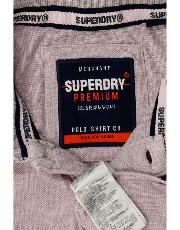 SUPERDRY Polo Shirt til mænd 2XL Lilla Bomuld