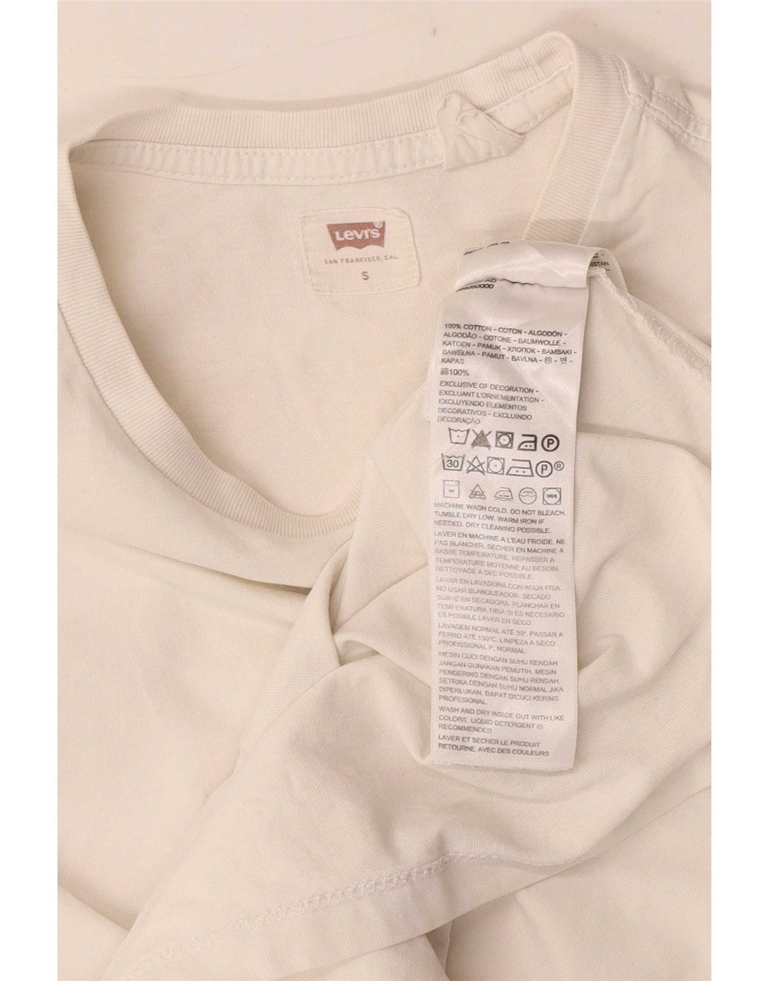 Levi's Herre T-Shirt Top UK 10 Lille hvid bomuld