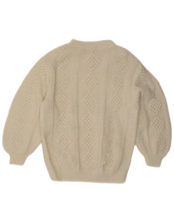 Vintage dame sweater med rund hals DK 20 2XL hvid akryl