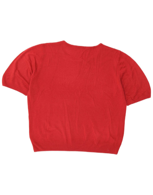 Marks & Spencer Dame Kortærmet Boat Neck Sweater UK 20 2XL Rød