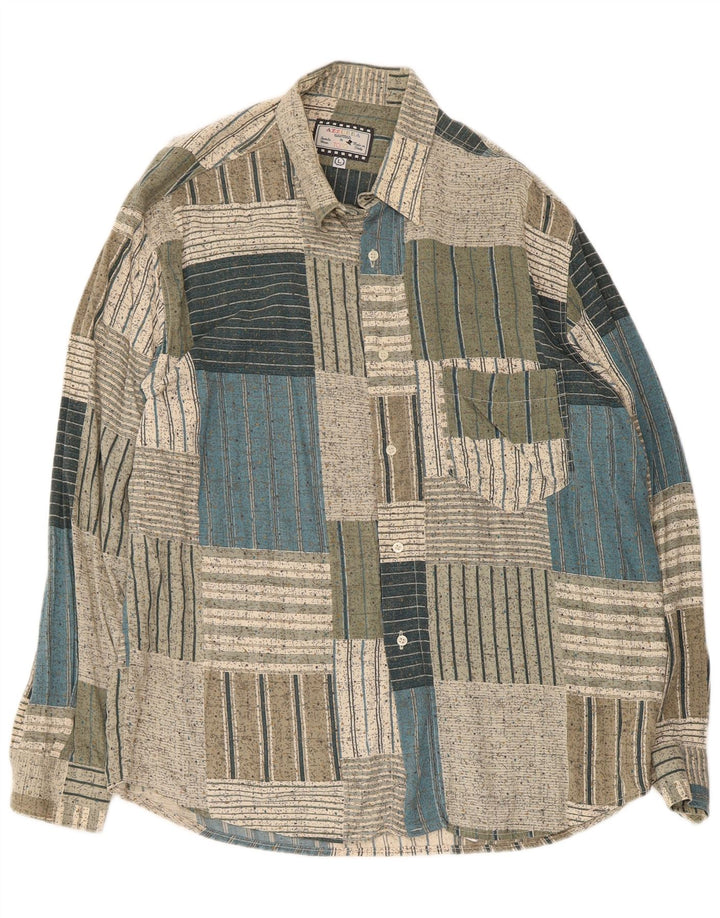 Azzurra Herreskjorte Stor Grøn Patchwork Bomuld