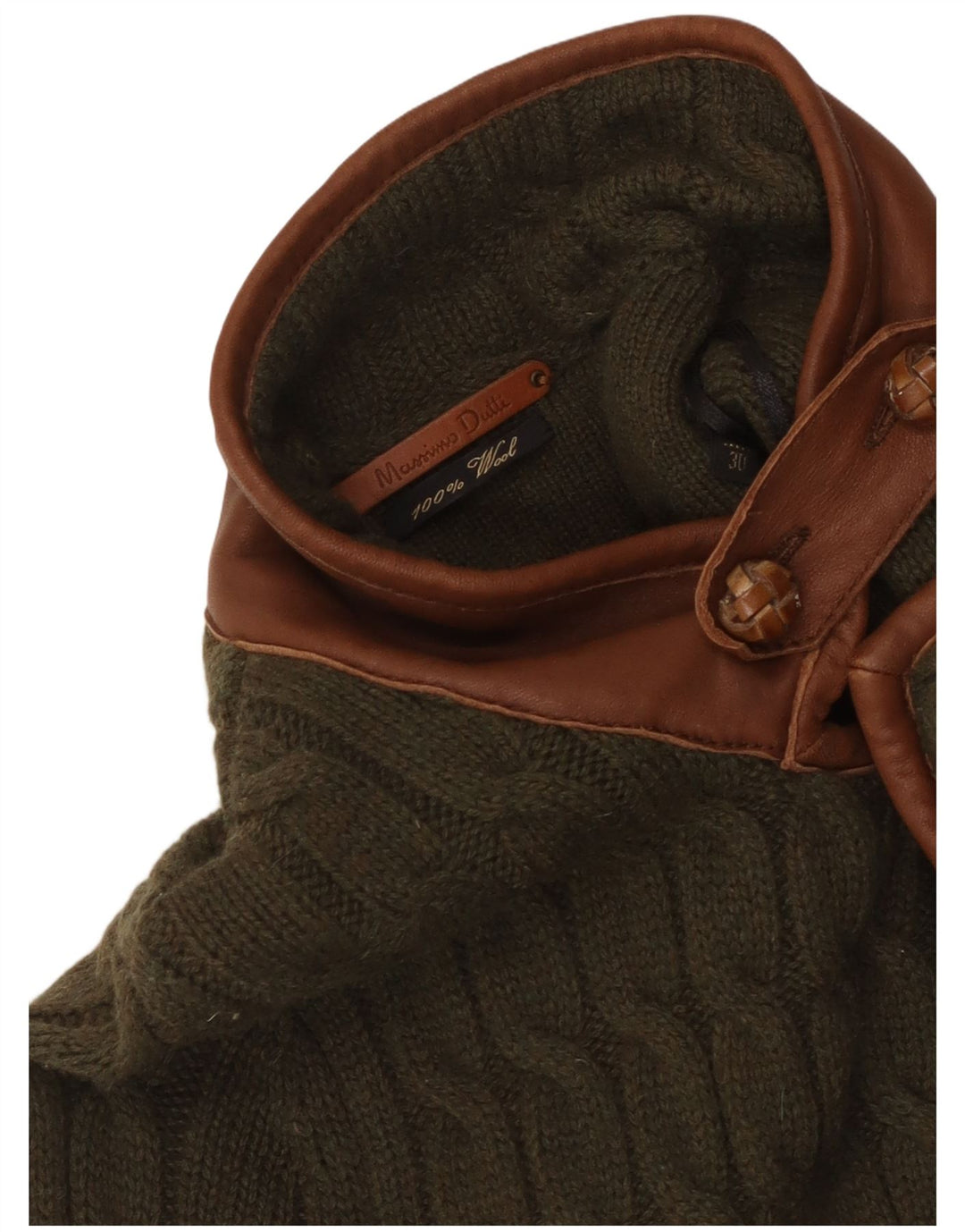 Massimo Dutti Dame Cardigan Sweater UK 8 Small Khaki Colourblock Uld