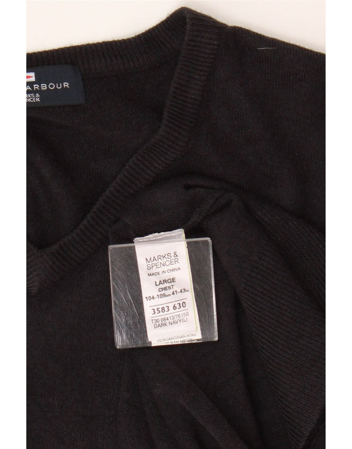 Marks & Spencer Herre Blue Harbor V-hals sweater Large Navy Blue