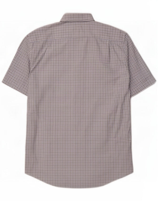 Lacoste Mens Short Sleeve Regular Fit Shirt Size 43 Large Blue Gingham
