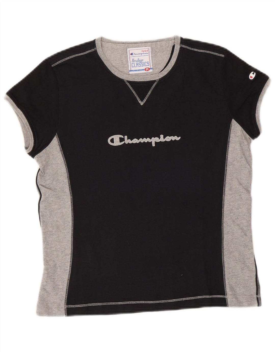 Champion Womens Heritage Classics Grafisk T-Shirt Top UK 12 Medium Sort