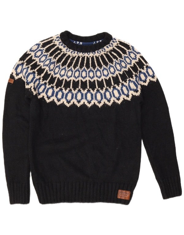 Superdry trøje med rund hals til mænd Large Black Fair Isle Akryl