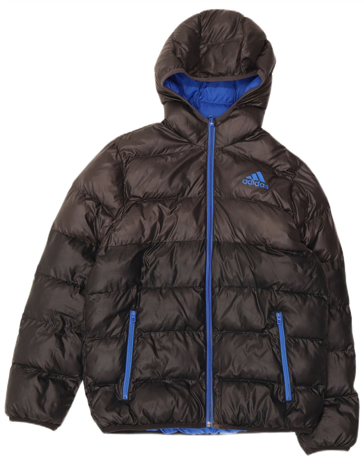 Adidas drenge hættejakke polstret 13-14 år Sort Colourblock Polyester