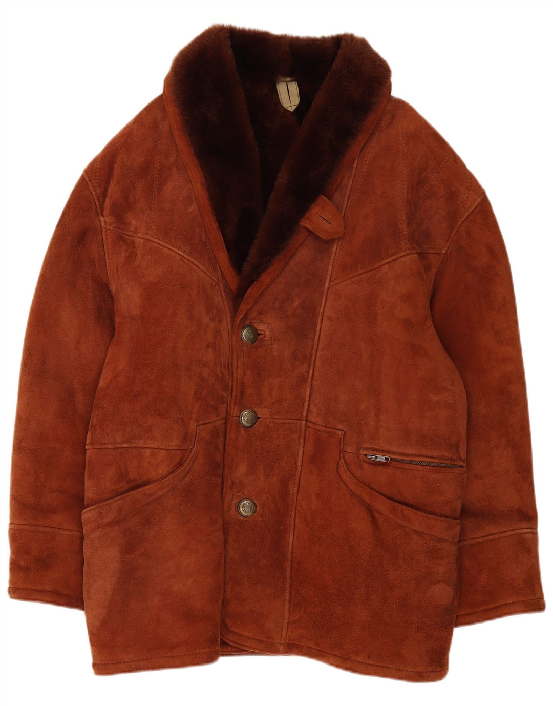 Vintage Herre Shearling Jacket UK 40 Large Brown Shearling