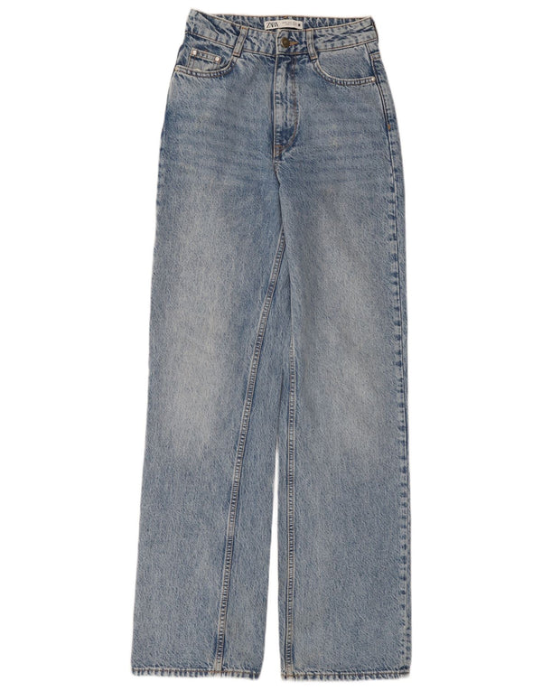 Zara Dame Jeans med høj talje EU 34 2XS W24 L34 Blå