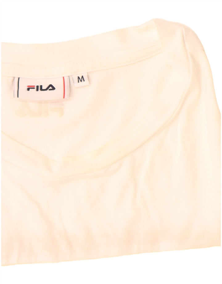 Fila Dame Grafisk T-Shirt Top UK 14 Medium Hvid Bomuld