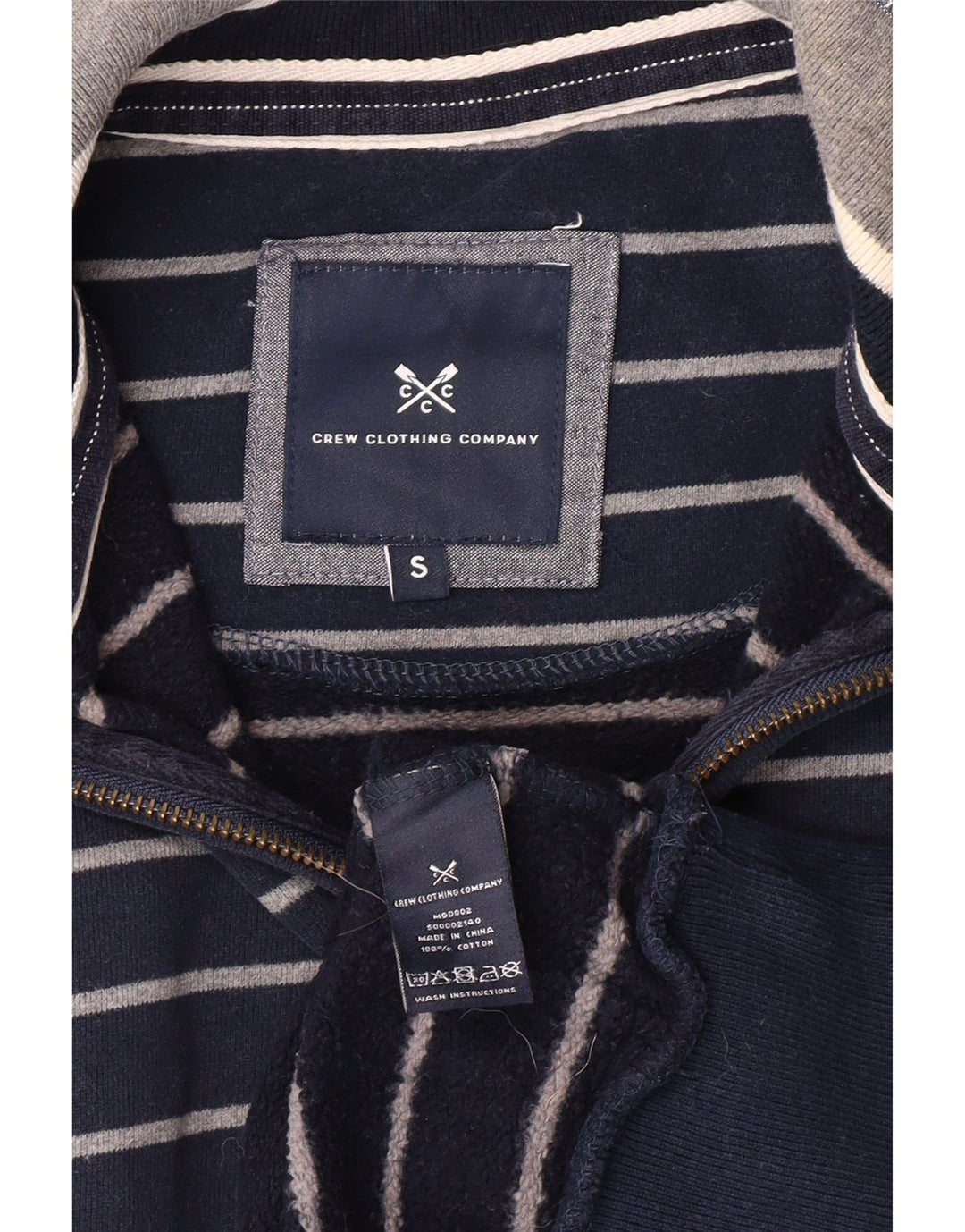 Besætningstøj Herre sweatshirt Jumper lille marineblå stribet bomuld