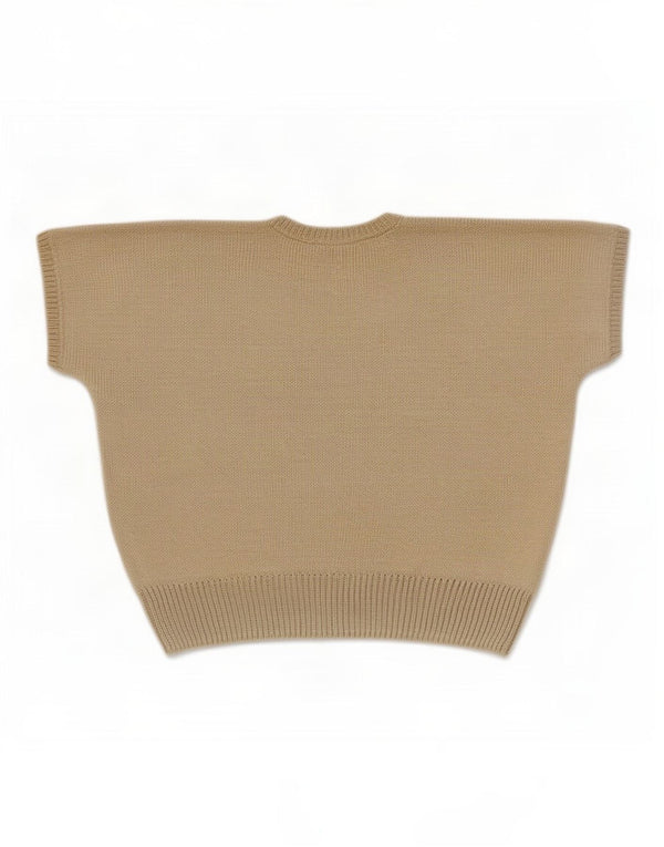 Massimo Dutti Dame Crop V-hals Jumper Sweater UK 14 Medium Beige