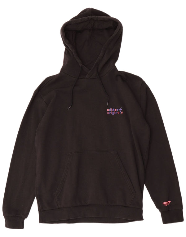 Adidas Graphic Hoodie Jumper UK 16 Large Black Bomuld