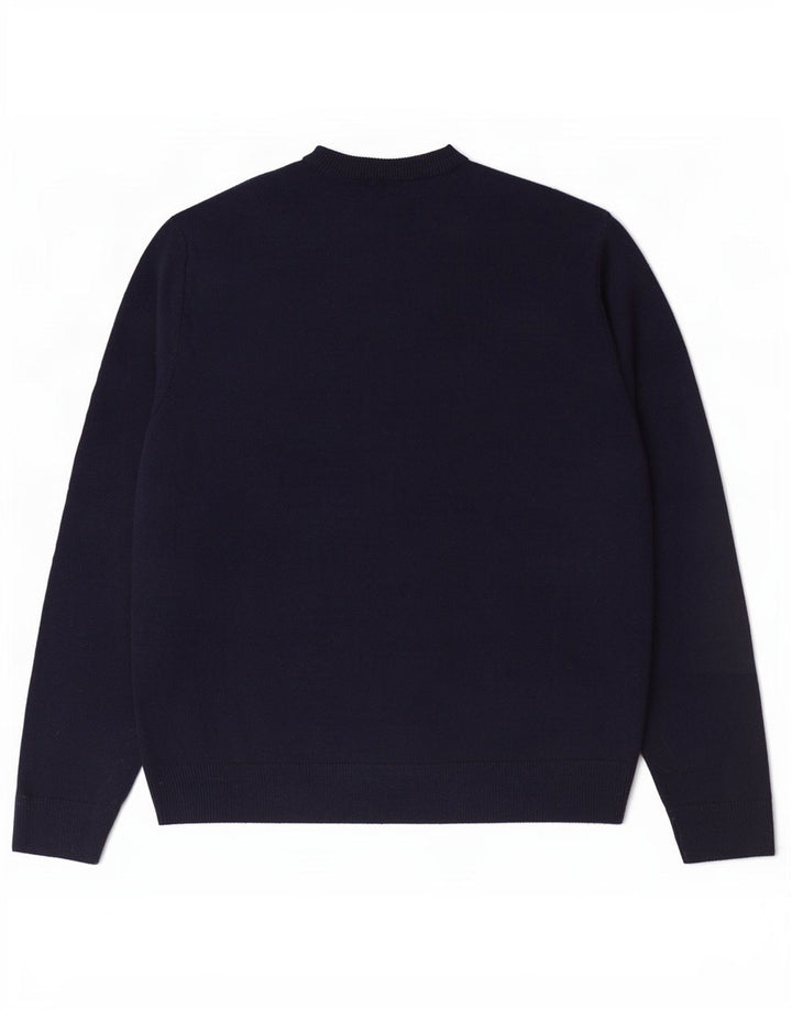 Marks & Spencer Herre Grafisk Crew Neck Jumper Sweater 2XL Navy Blue Christm