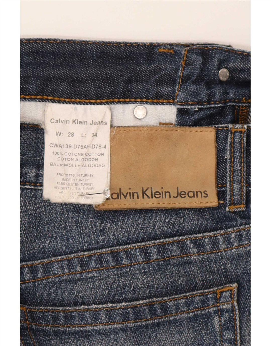 Calvin Klein Straight Jeans til mænd W28 L30 Blå Bomuld