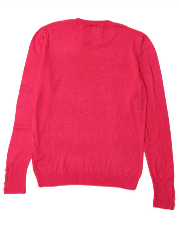 Superdry Sweater med rund hals til kvinder UK 10 Small Pink Viscose