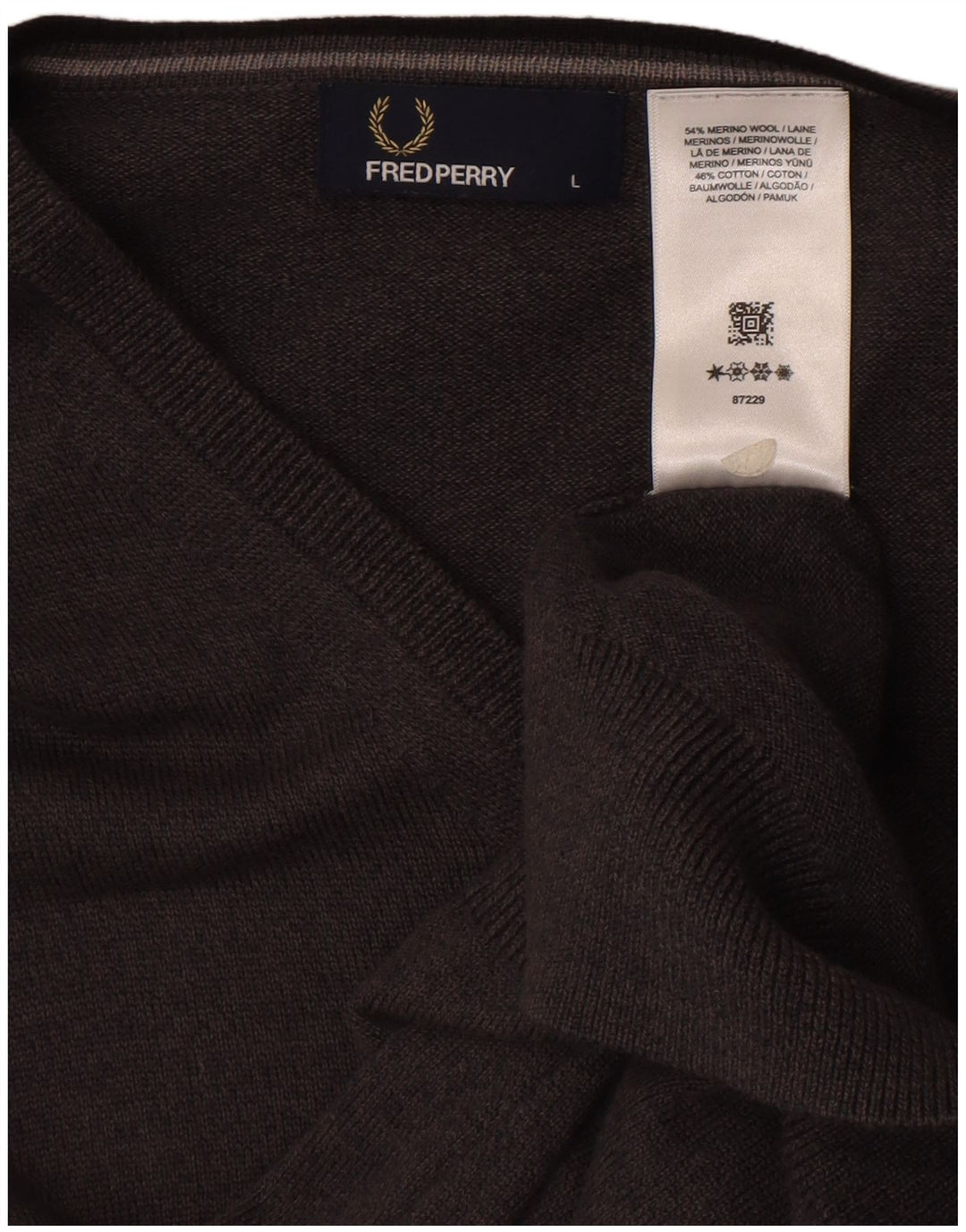 Fred Perry Herre V-hals sweater Stor Grå Merinould