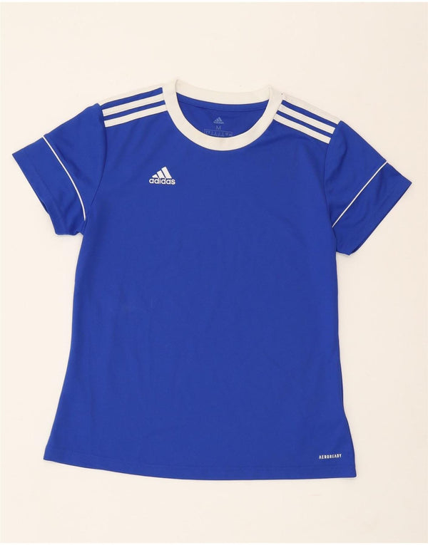 ADIDAS Aeroready T-Shirt Top UK 12/14 Medium Blue Polyester