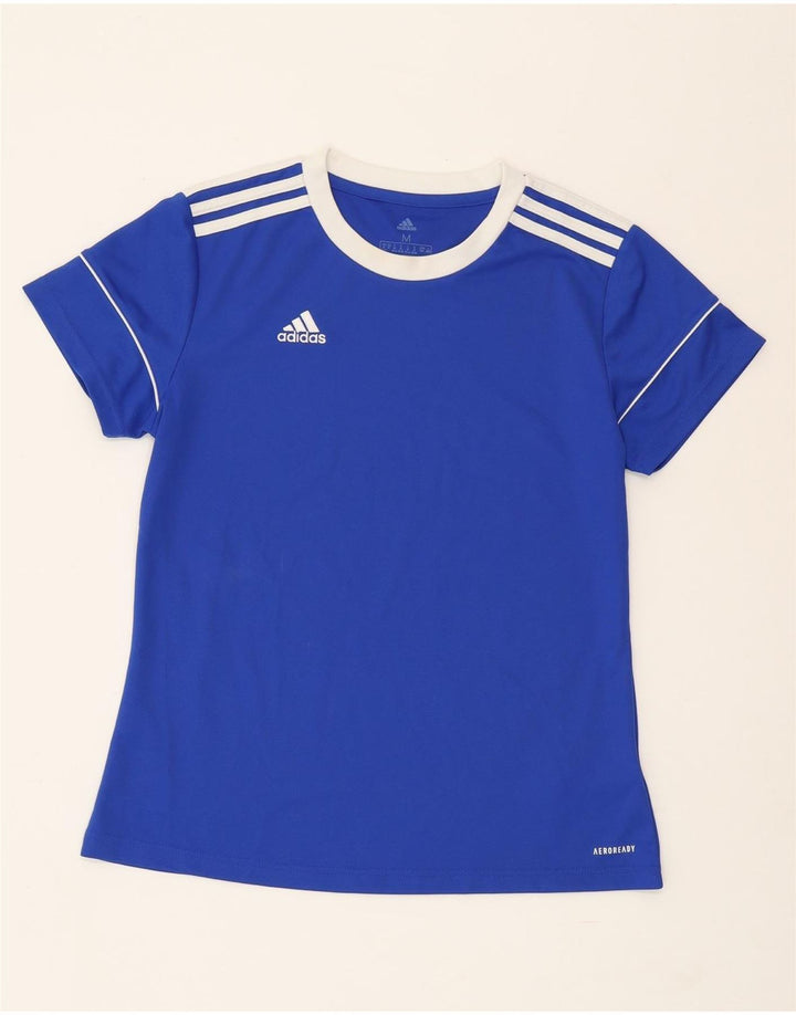 ADIDAS Aeroready T-Shirt Top UK 12/14 Medium Blue Polyester